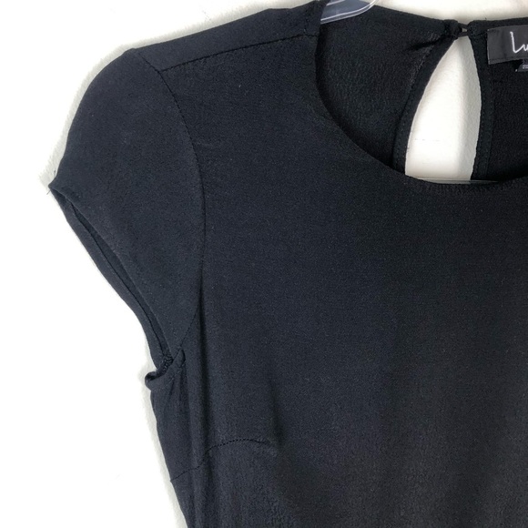 NWT Lulus- Capsleeve black long dress maxi with back keyhole slits size: s - Picture 3 of 16